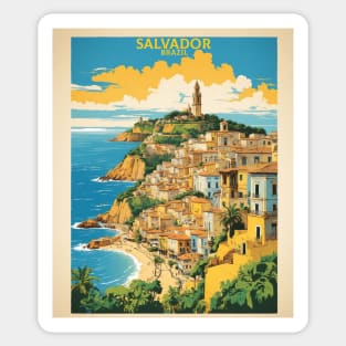 Salvador Bahia Brazil Vintage Tourism Travel Poster Sticker